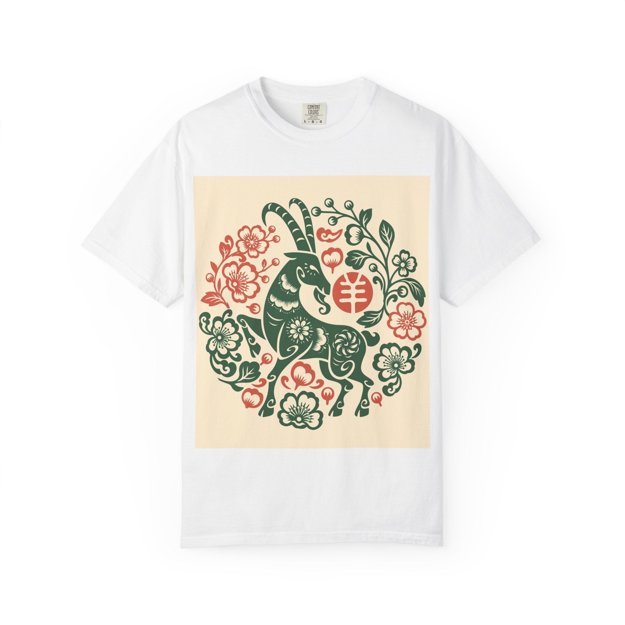 T-Shirt — Floral Zodiac Rabbit Print (Chinese Year of the Rabbit, Botanical Folk Art)
