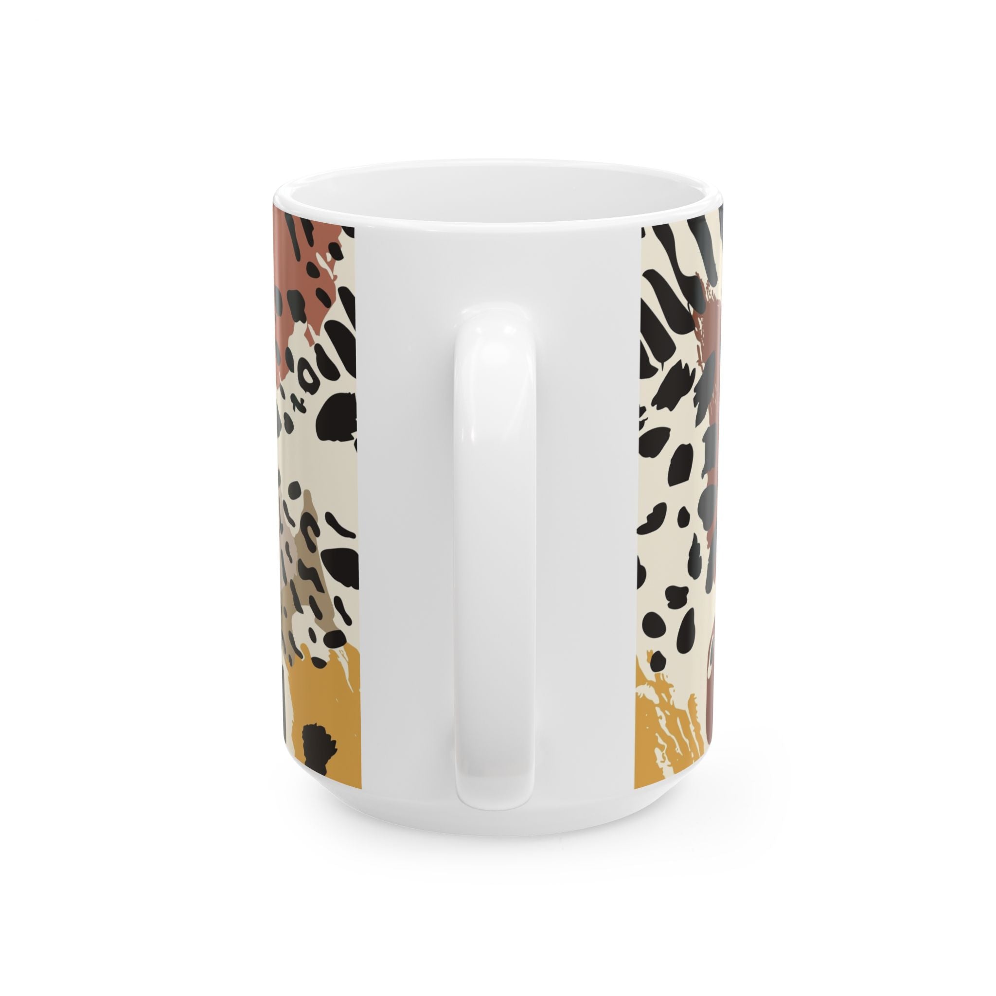 Leopard Brushstroke Ceramic Mug — Earth Tones Animal Print Coffee Cup (11oz/15oz)