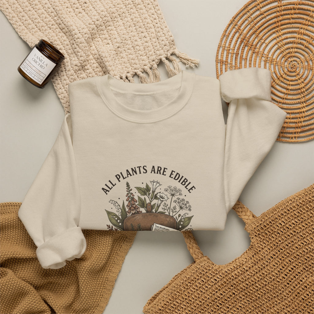 All Plants Are Edible Sweatshirt | Vintage Botanical, Dark Nature Humor