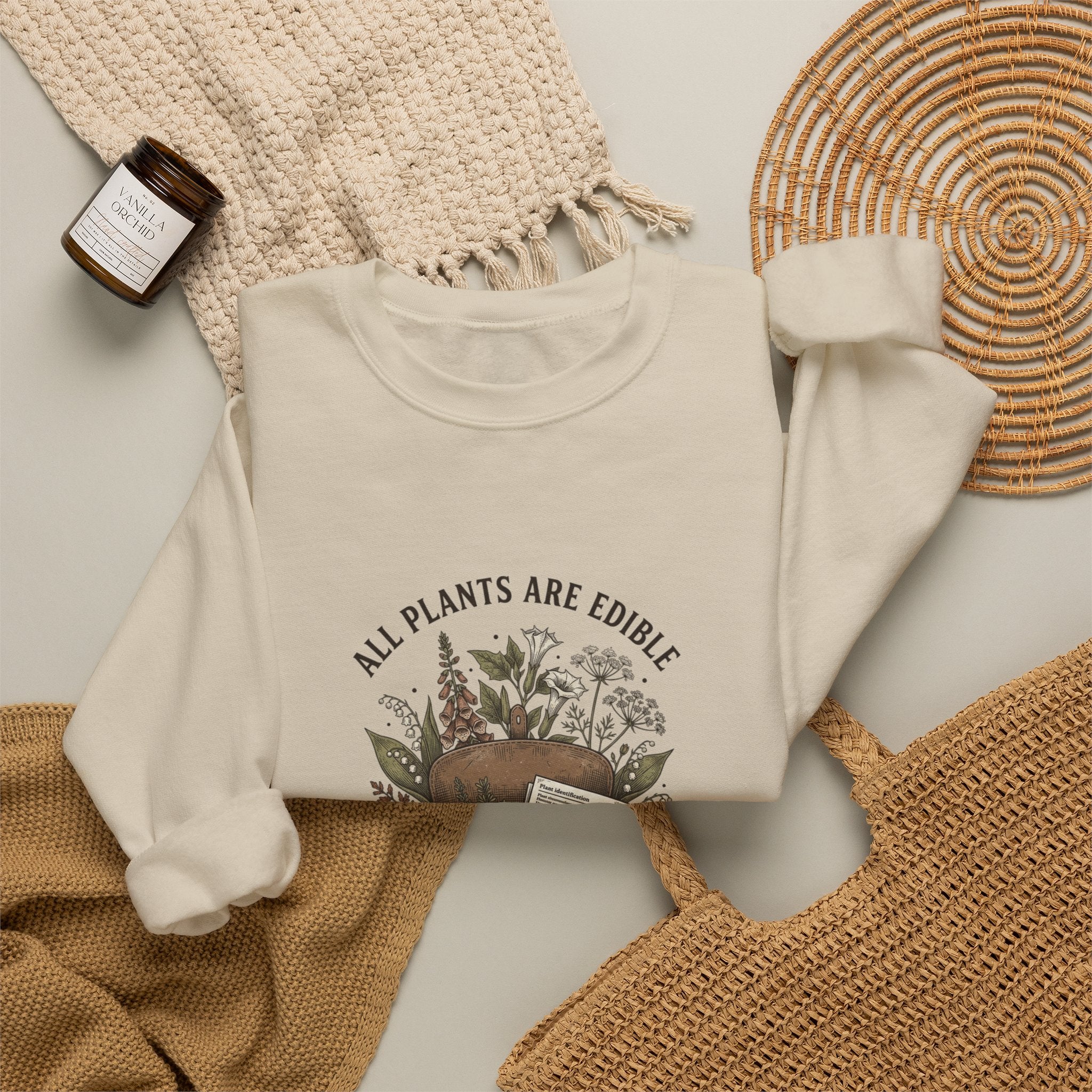 All Plants Are Edible Sweatshirt | Vintage Botanical, Dark Nature Humor