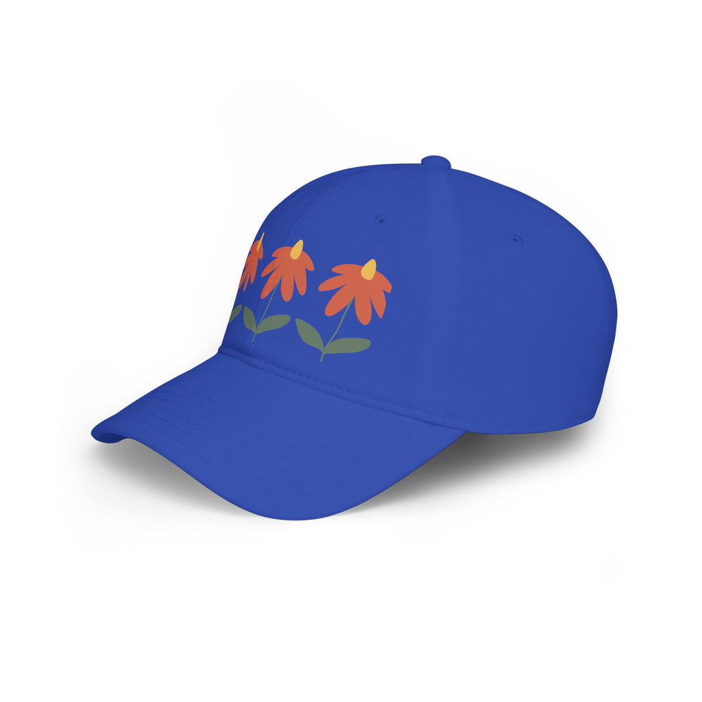Red Floral Baseball Cap – Trio Flower Design (Low Profile)