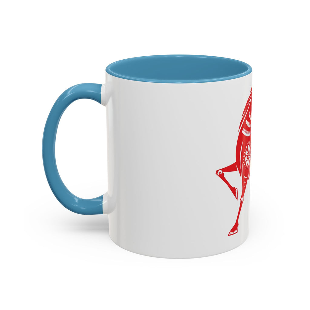 Chinese Paper-Cut Horse Accent Coffee Mug — Red Lunar New Year Design (11/15oz)