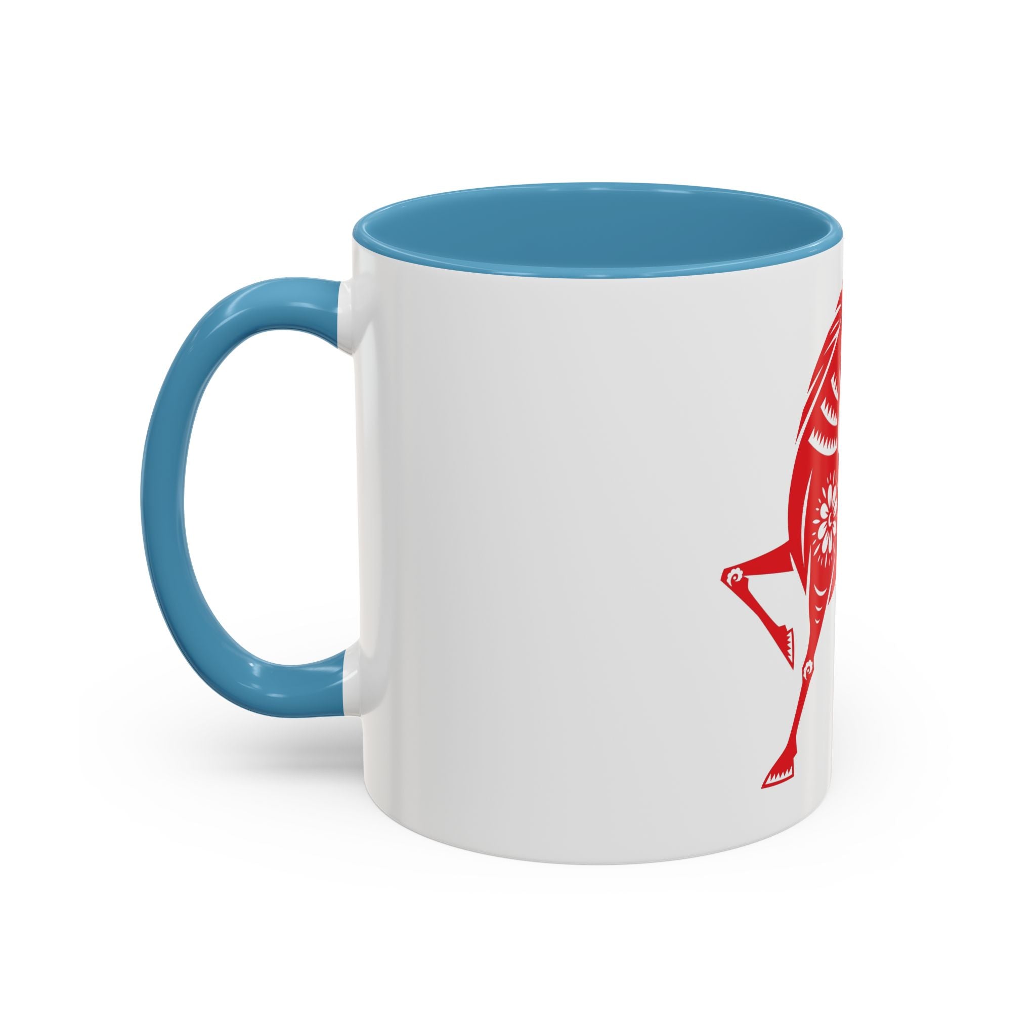 Chinese Paper-Cut Horse Accent Coffee Mug — Red Lunar New Year Design (11/15oz)