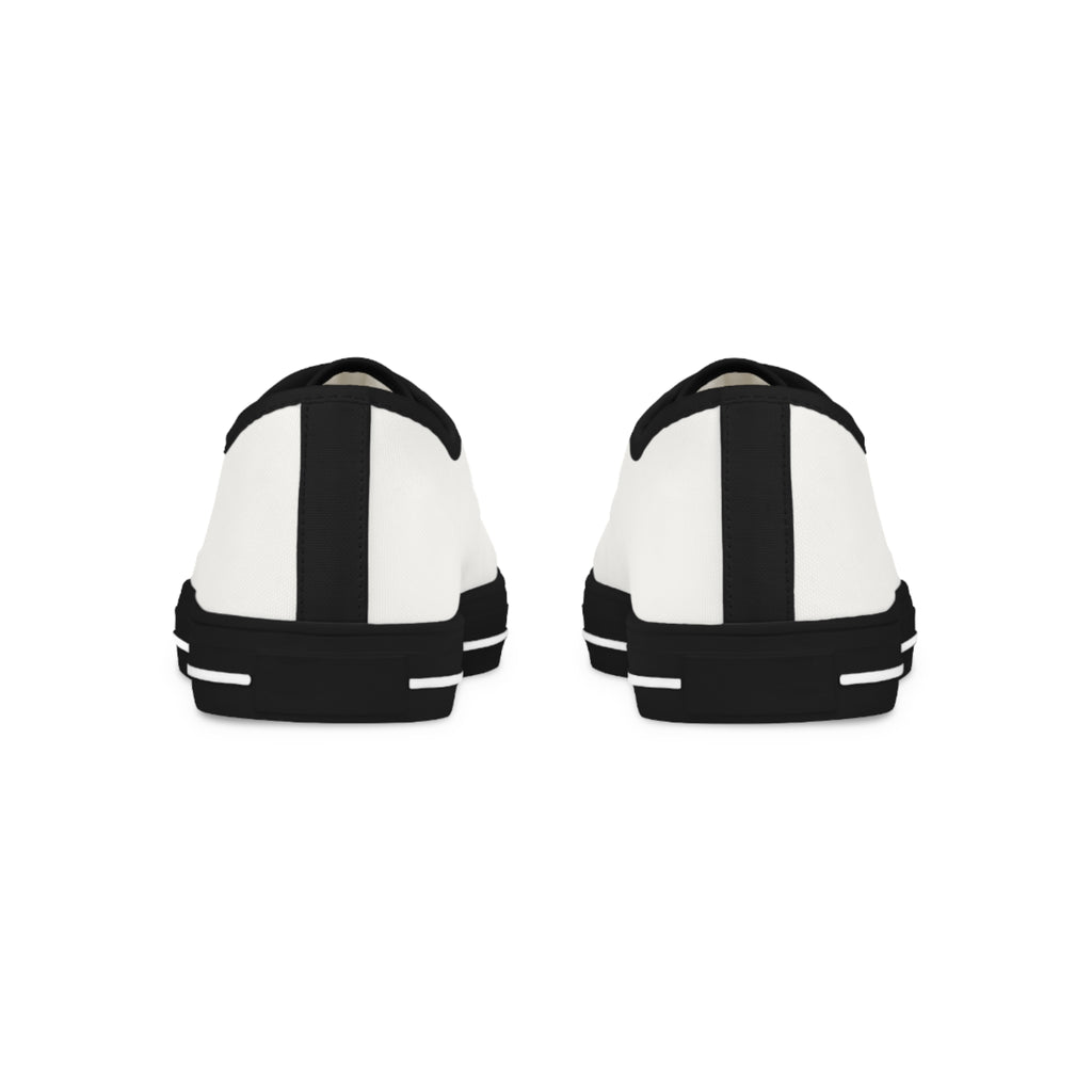 Men's White Low Top Sneakers — Minimal Black Chevron Canvas Shoes