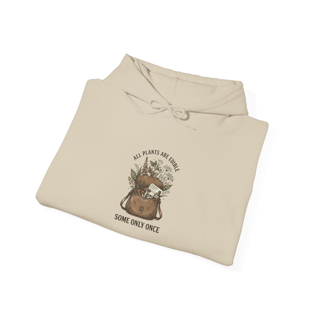All Plants Are Edible Hoodie | Vintage Botanical Illustration, Dark Nature Humor