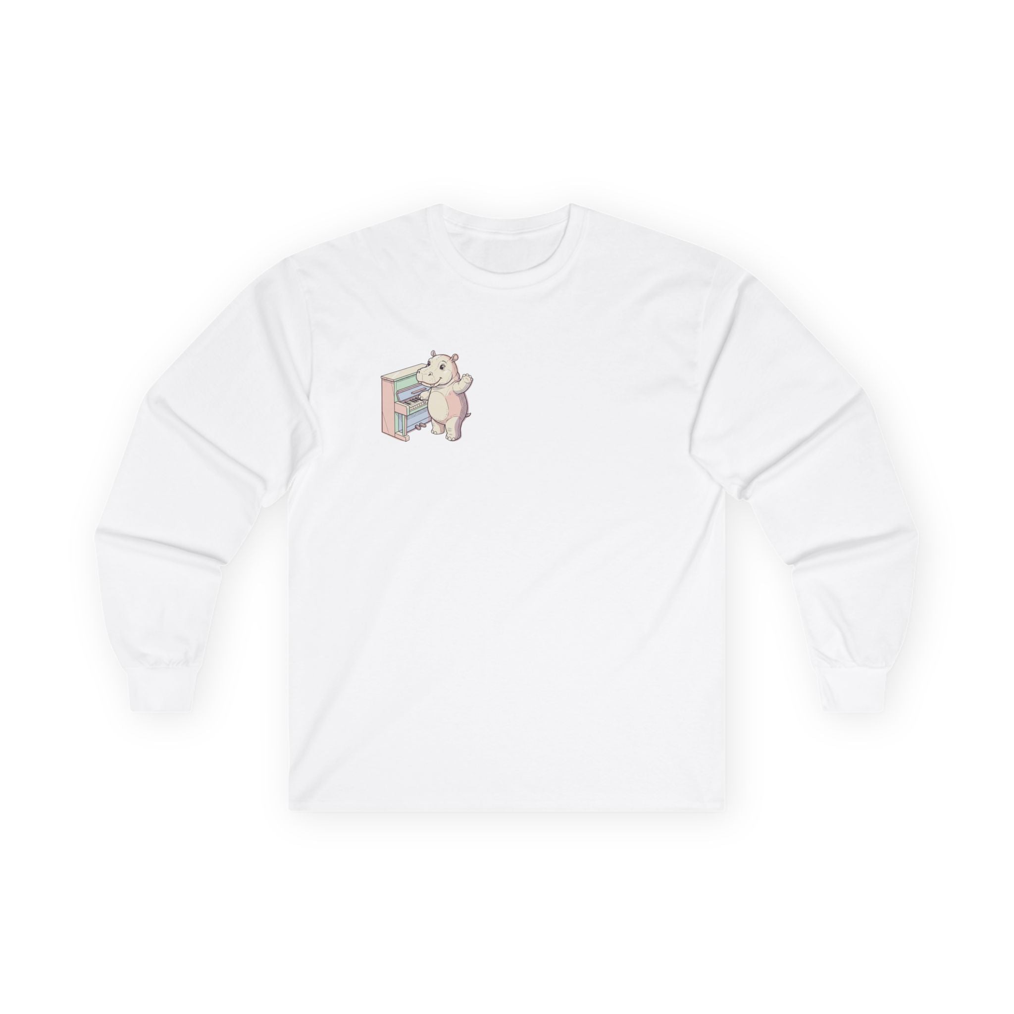 Long Sleeve Tee — Cute Hippo Graphic Shirt