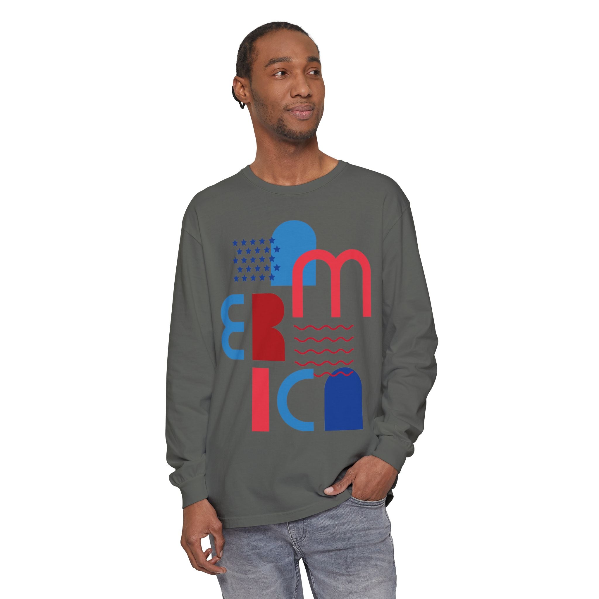 America Abstract Graphic Long Sleeve Tee