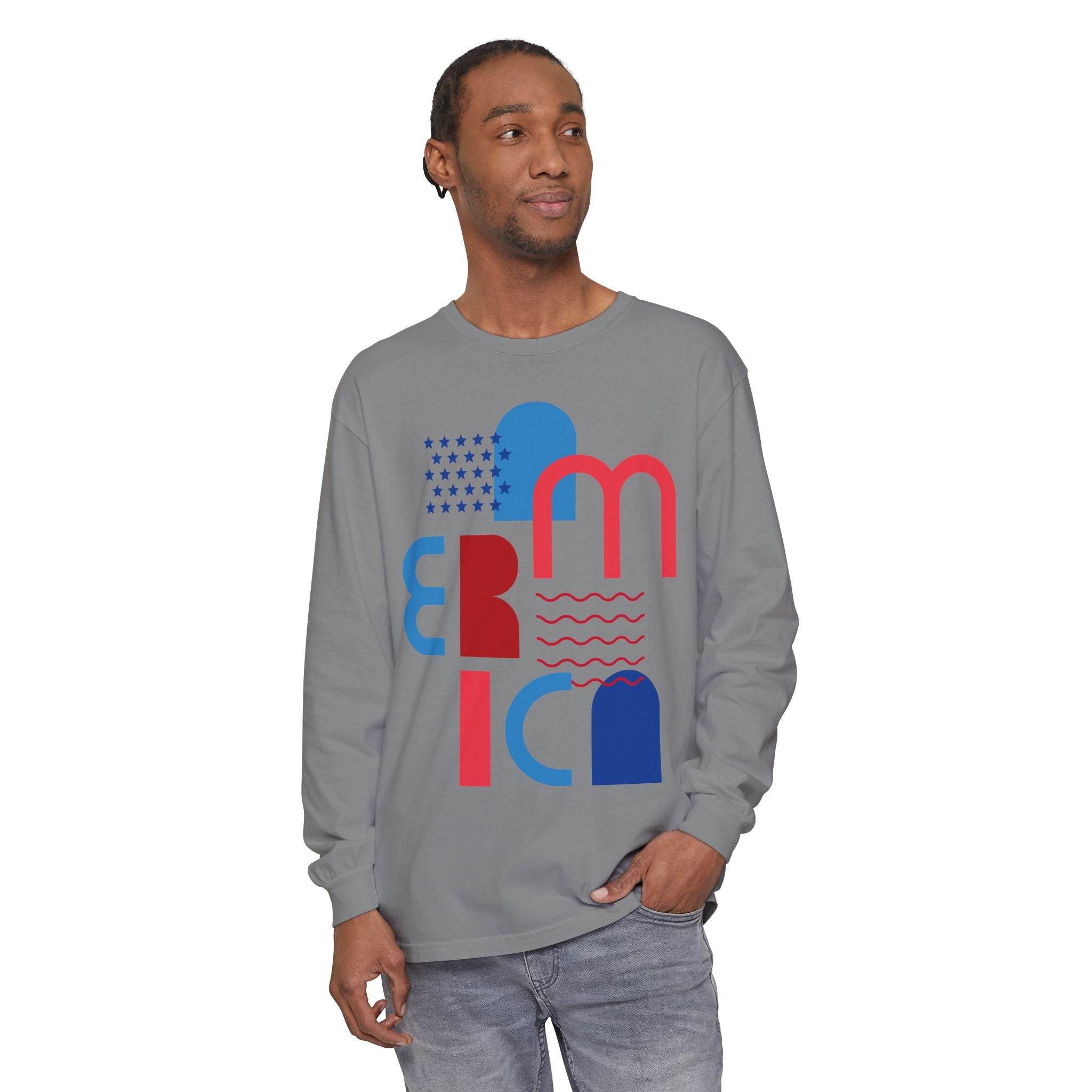 America Abstract Graphic Long Sleeve Tee