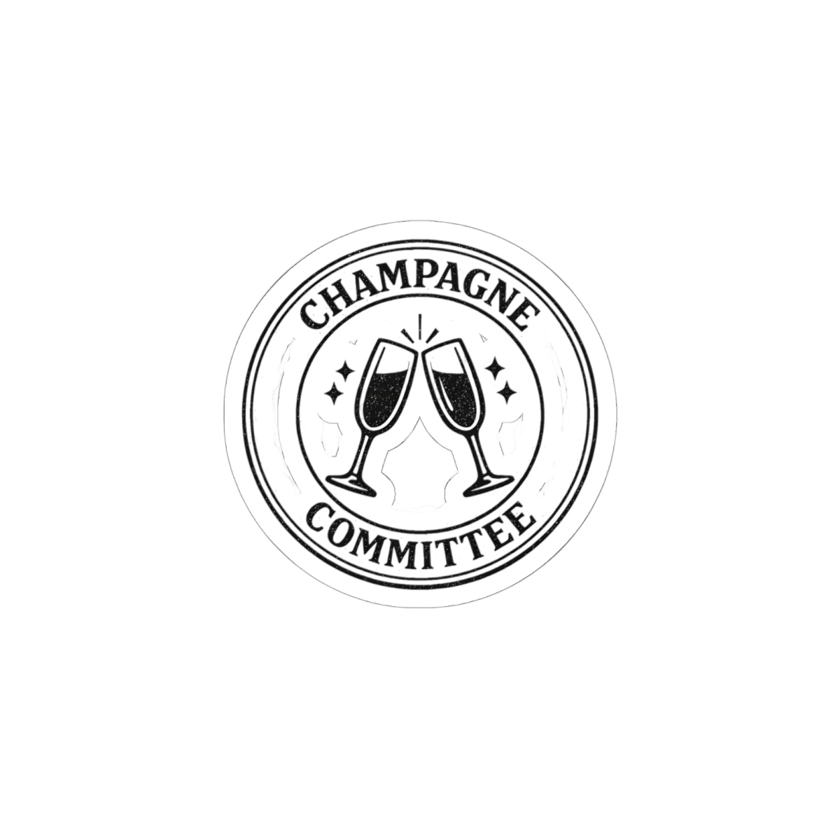 Champagne Committee Sticker | Engaged Bride Era, Slogan-Core Kiss-Cut