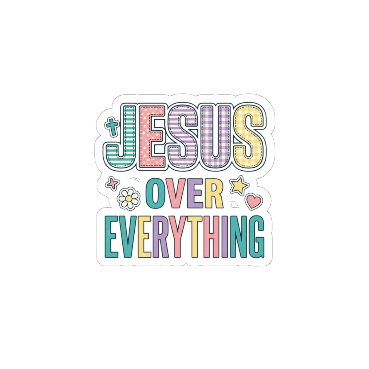 Jesus Over Everything Sticker | Christian Rainbow Faith Sticker