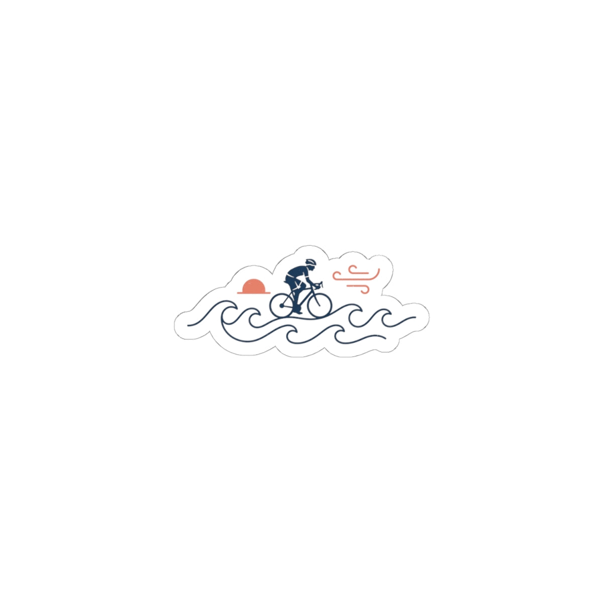 Coastal Cyclist Wave Sticker | Cycling Tour de France Vibes, Kiss-Cut