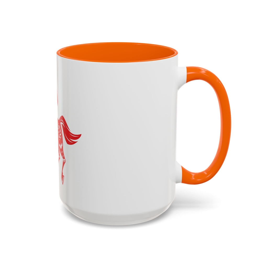 Chinese Paper-Cut Horse Accent Coffee Mug — Red Lunar New Year Design (11/15oz)