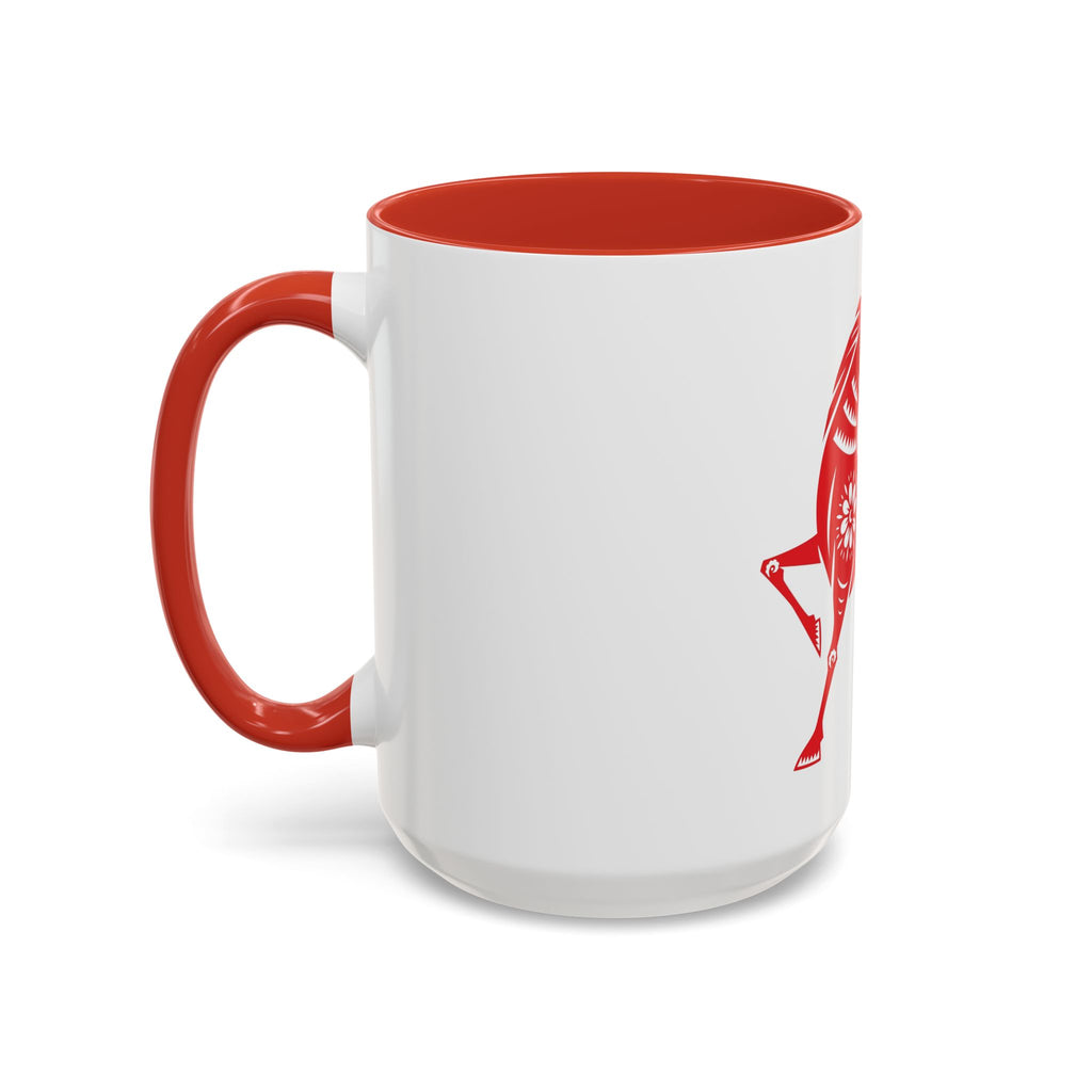 Chinese Paper-Cut Horse Accent Coffee Mug — Red Lunar New Year Design (11/15oz)