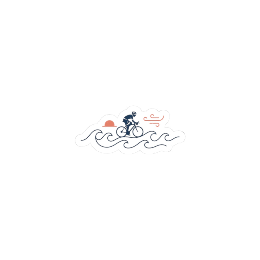 Coastal Cyclist Wave Sticker | Cycling Tour de France Vibes, Kiss-Cut