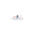 Coastal Cyclist Wave Sticker | Cycling Tour de France Vibes, Kiss-Cut