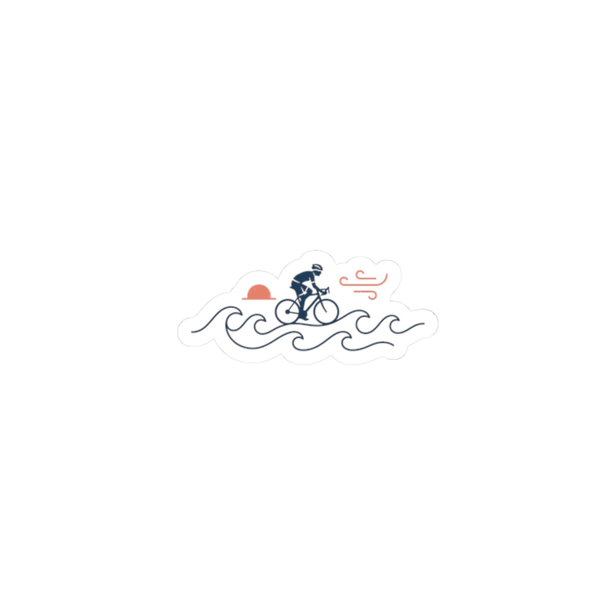 Coastal Cyclist Wave Sticker | Cycling Tour de France Vibes, Kiss-Cut