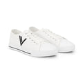 Men's White Low Top Sneakers — Minimal Black Chevron Canvas Shoes