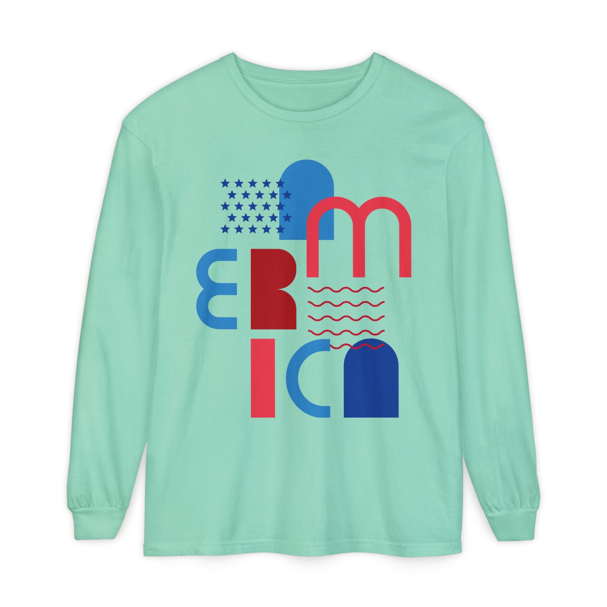 America Abstract Graphic Long Sleeve Tee