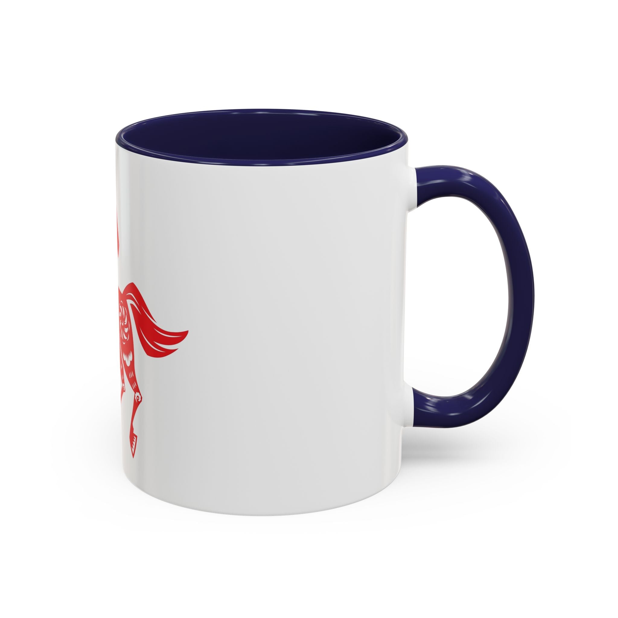 Chinese Paper-Cut Horse Accent Coffee Mug — Red Lunar New Year Design (11/15oz)