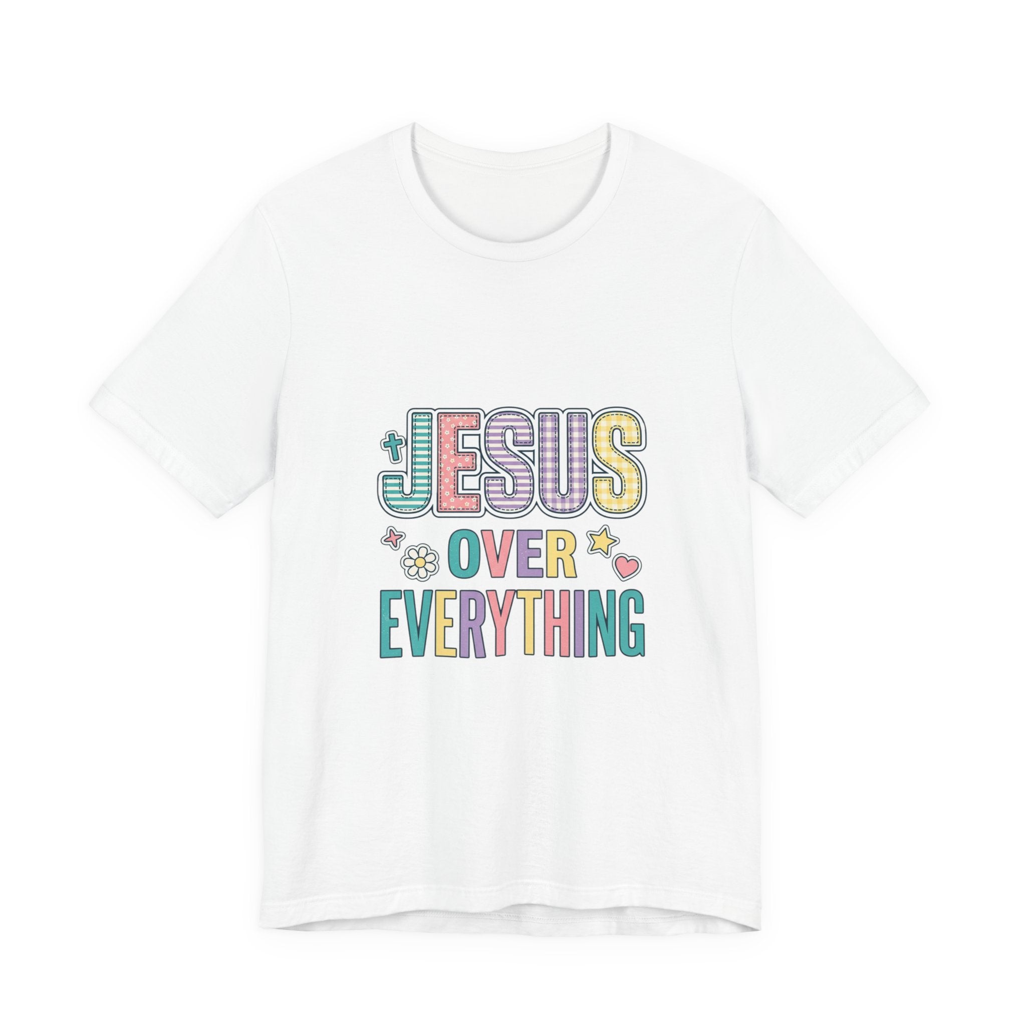 Jesus Over Everything T-Shirt | Christian Rainbow Scripture Tee