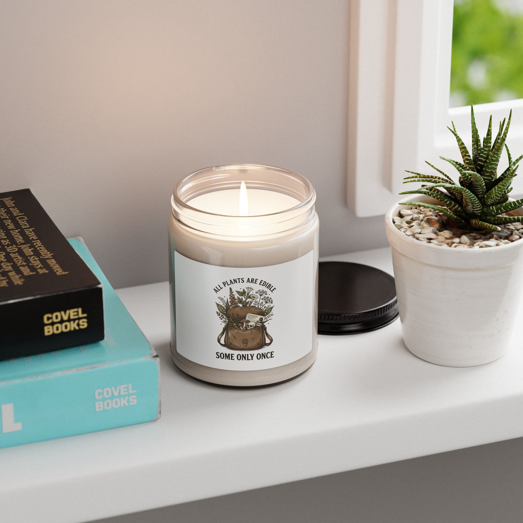 All Plants Are Edible, Some Only Once Candle | Soy Botanical Illustration