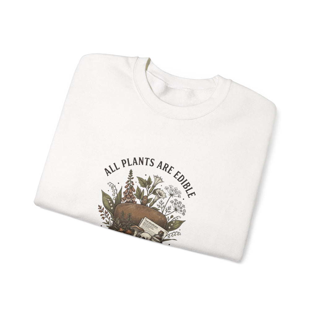 All Plants Are Edible Sweatshirt | Vintage Botanical, Dark Nature Humor