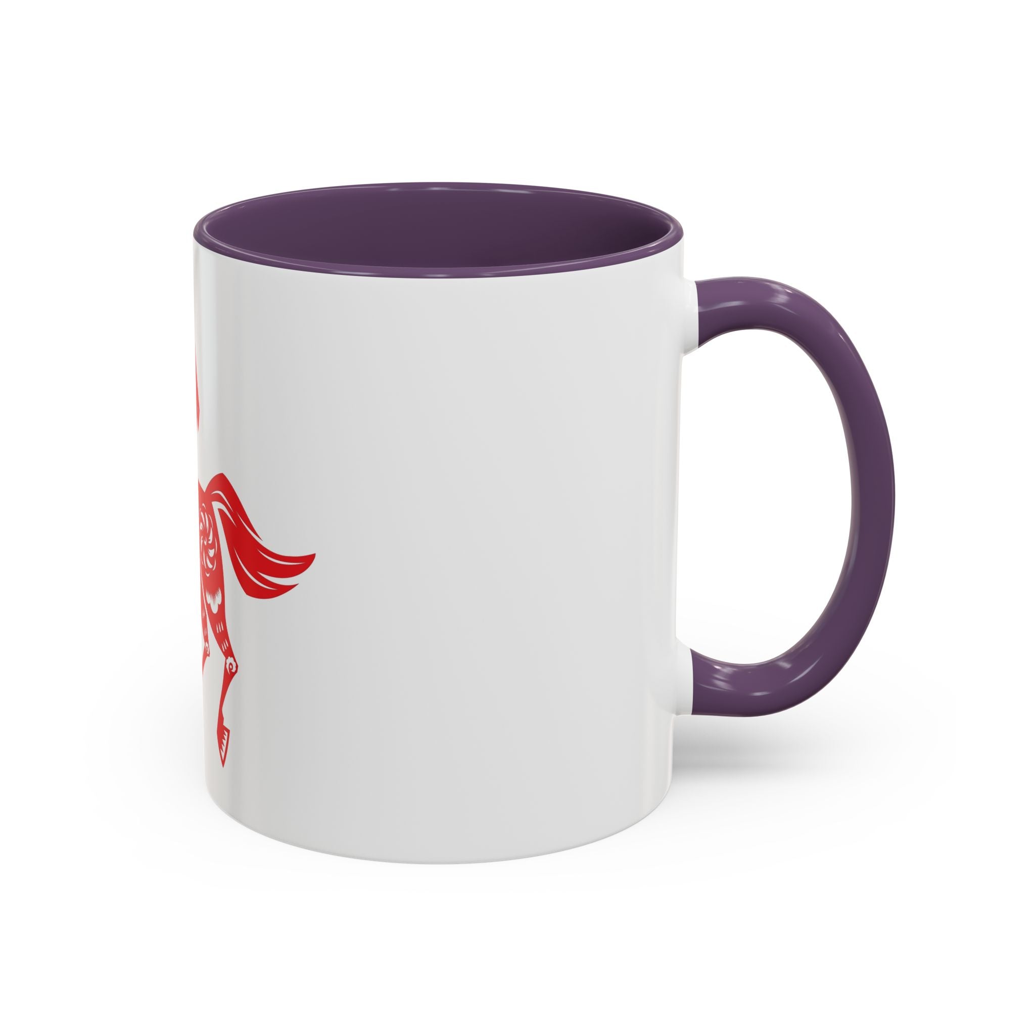 Chinese Paper-Cut Horse Accent Coffee Mug — Red Lunar New Year Design (11/15oz)