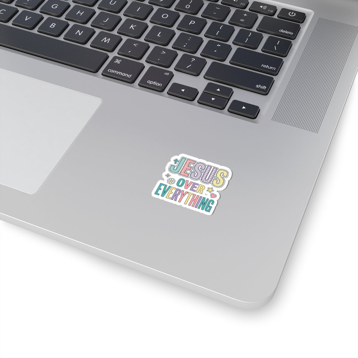 Jesus Over Everything Kiss-Cut Sticker | Christian Faith Rainbow Scripture Sticker