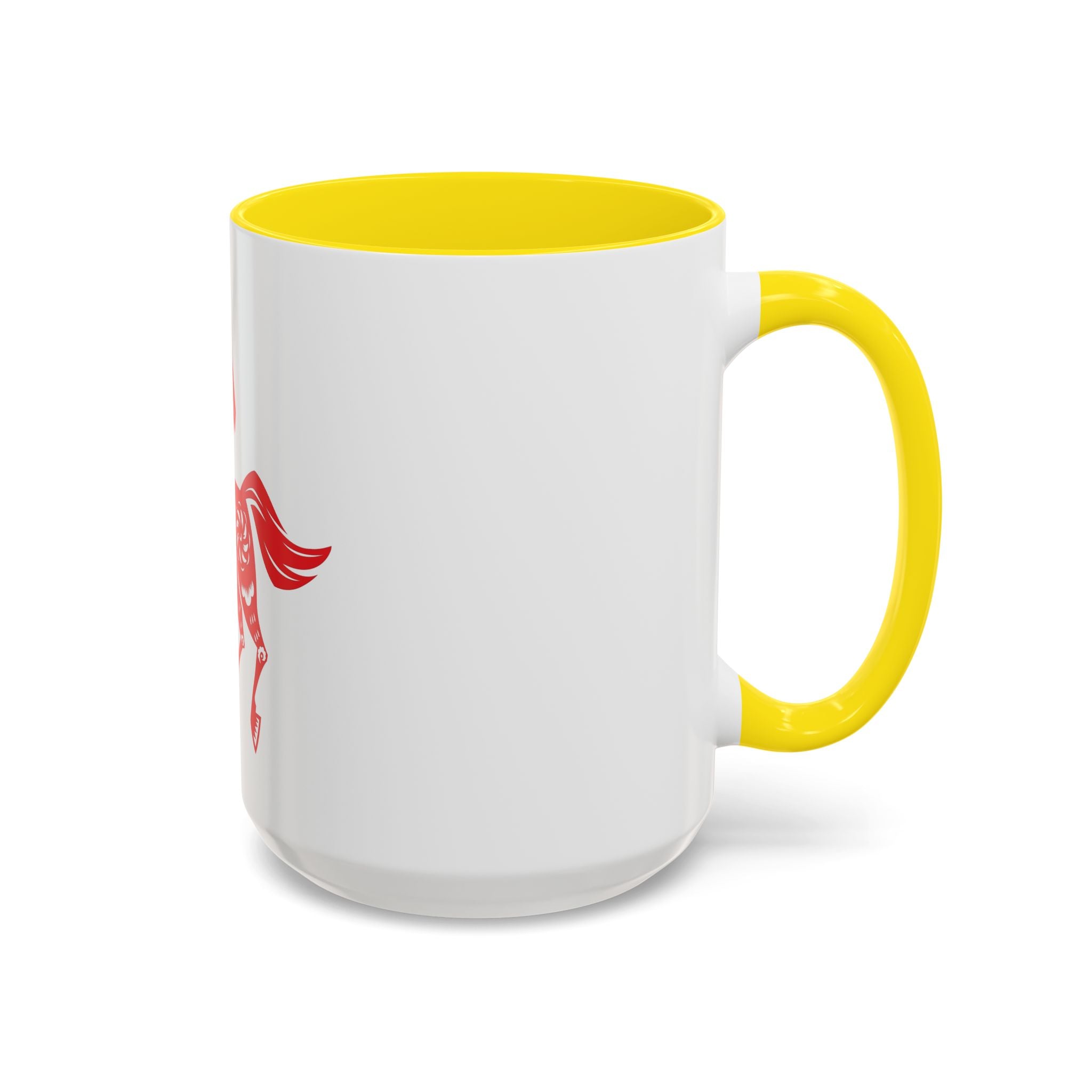 Chinese Paper-Cut Horse Accent Coffee Mug — Red Lunar New Year Design (11/15oz)