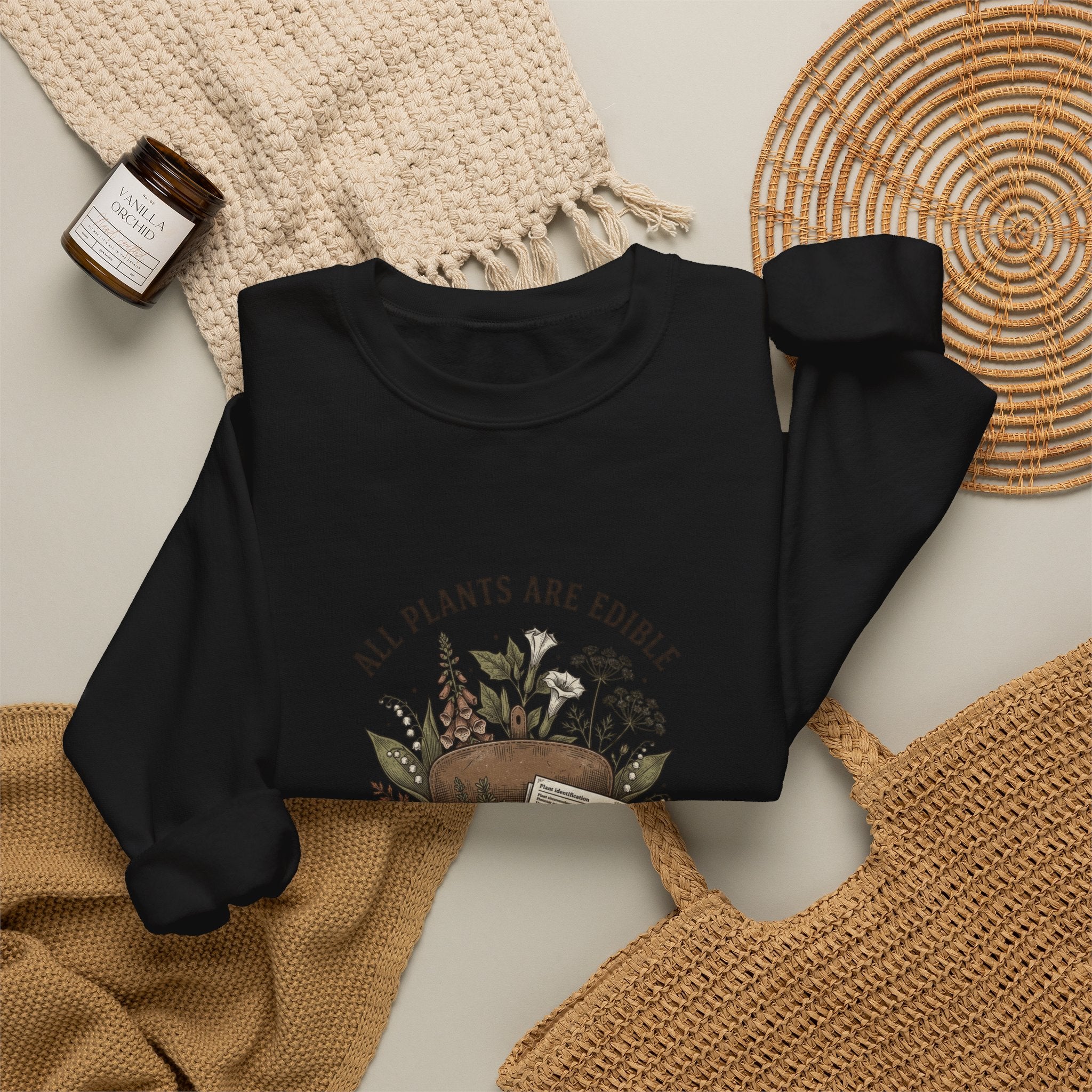 All Plants Are Edible Sweatshirt | Vintage Botanical, Dark Nature Humor