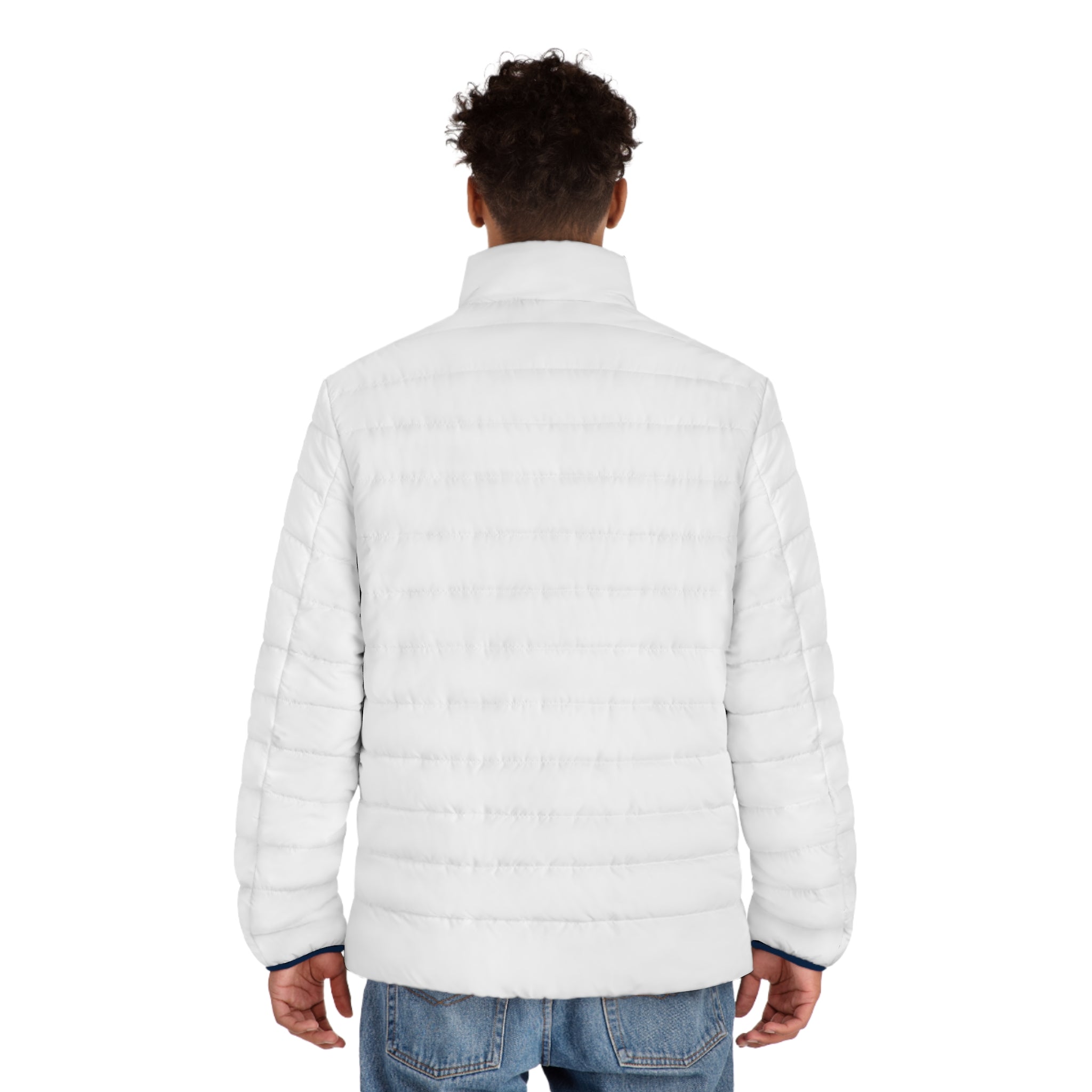 White Men's Puffer Jacket — Lightweight Quilted Winter Coat