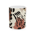 Leopard Brushstroke Ceramic Mug — Earth Tones Animal Print Coffee Cup (11oz/15oz)