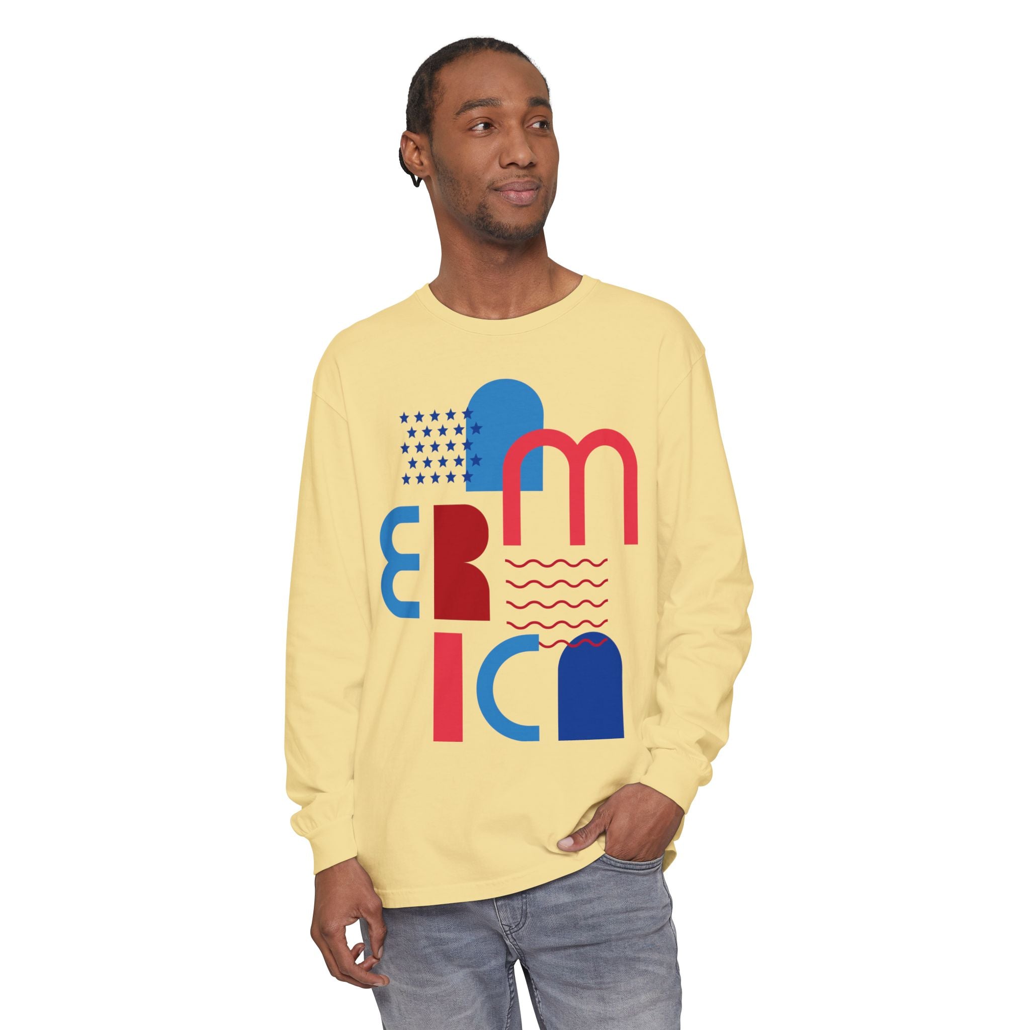 America Abstract Graphic Long Sleeve Tee
