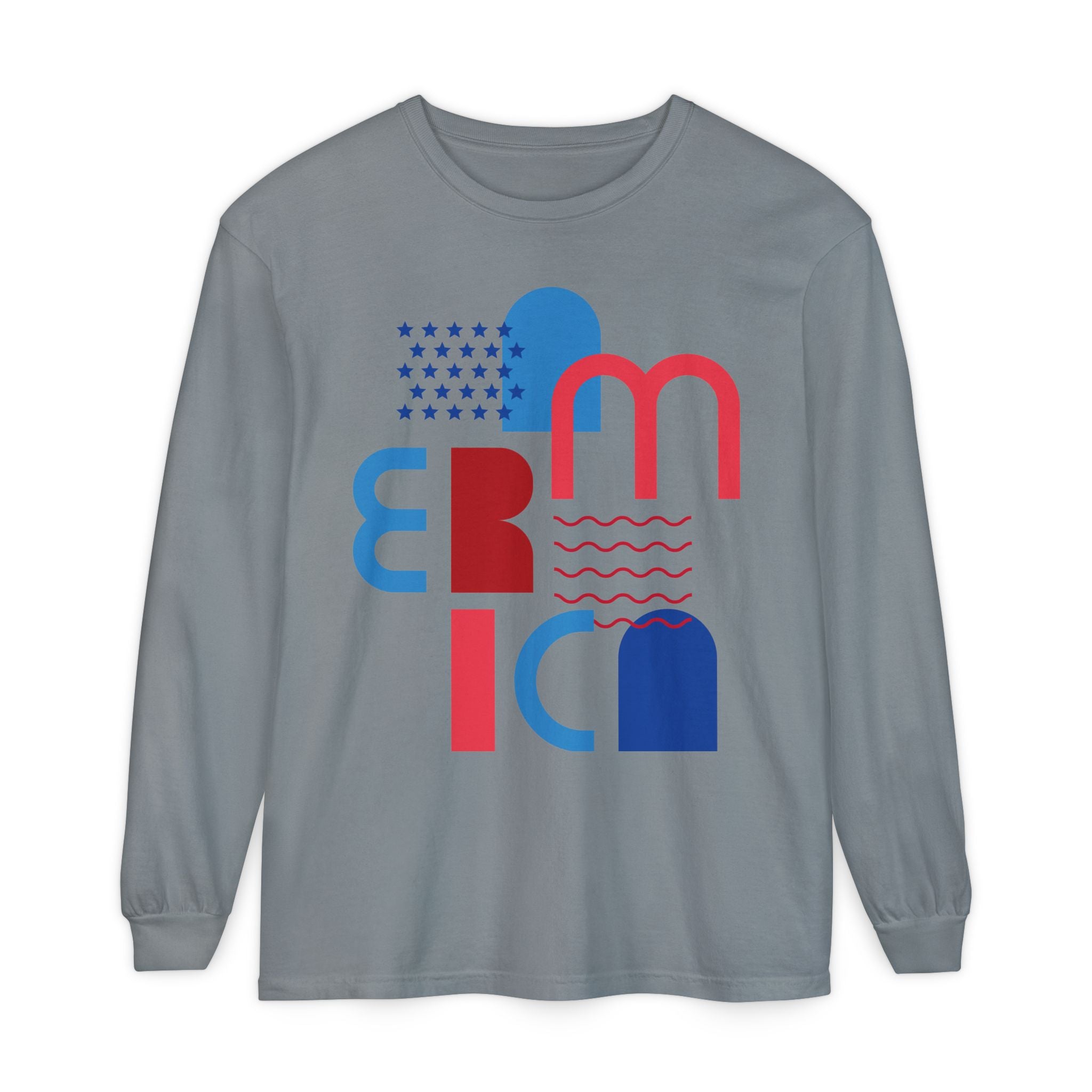America Abstract Graphic Long Sleeve Tee