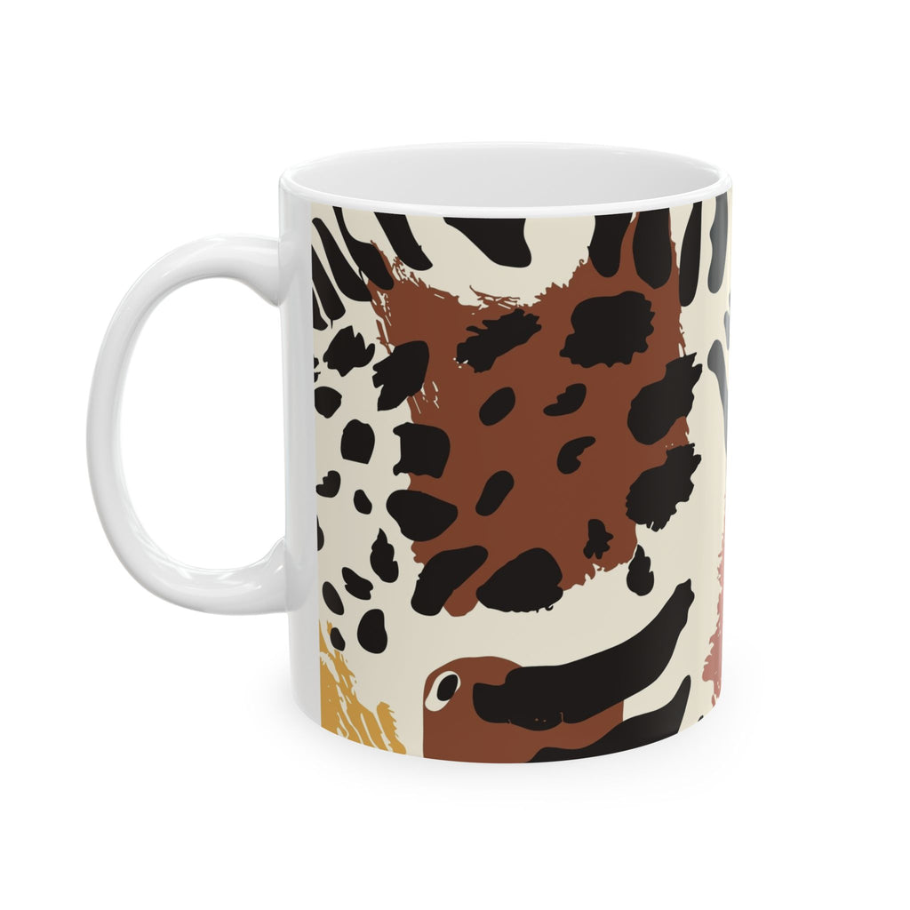 Leopard Brushstroke Ceramic Mug — Earth Tones Animal Print Coffee Cup (11oz/15oz)