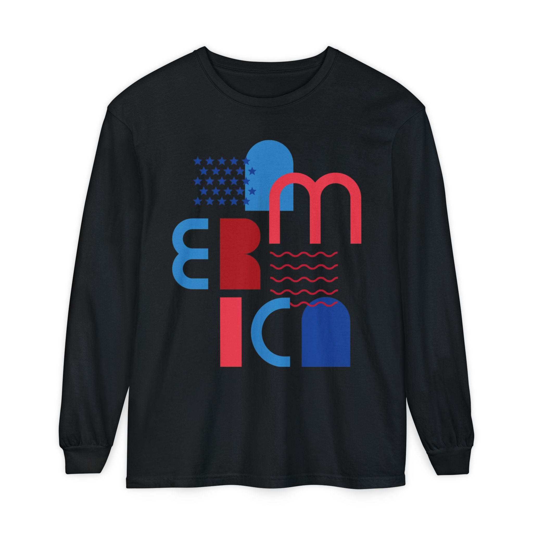 America Abstract Graphic Long Sleeve Tee