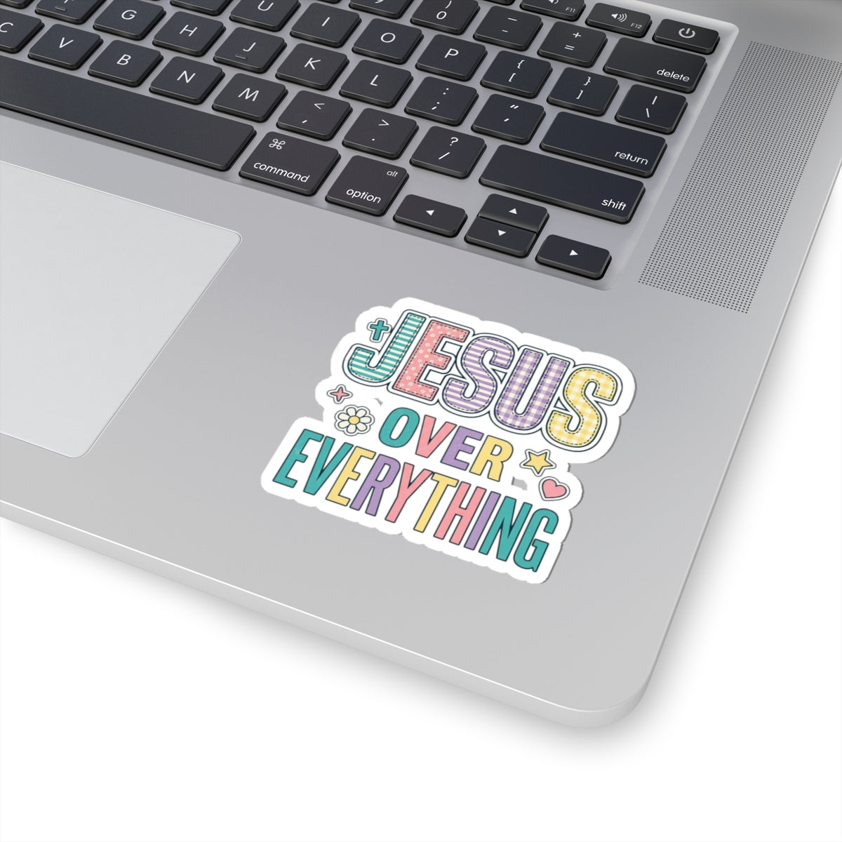 Jesus Over Everything Kiss-Cut Sticker | Christian Faith Rainbow Scripture Sticker