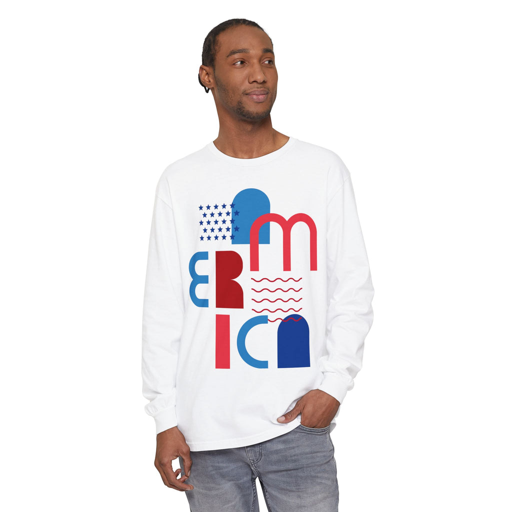 America Abstract Graphic Long Sleeve Tee