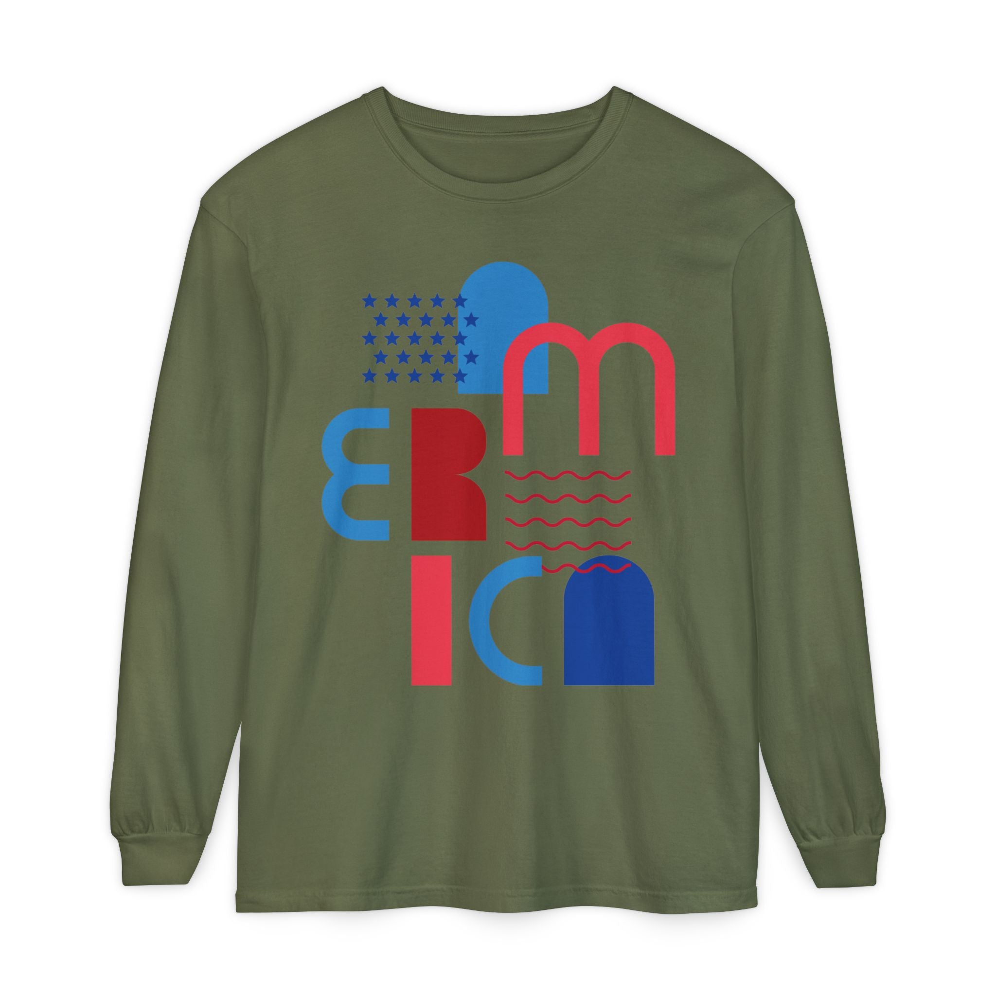 America Abstract Graphic Long Sleeve Tee