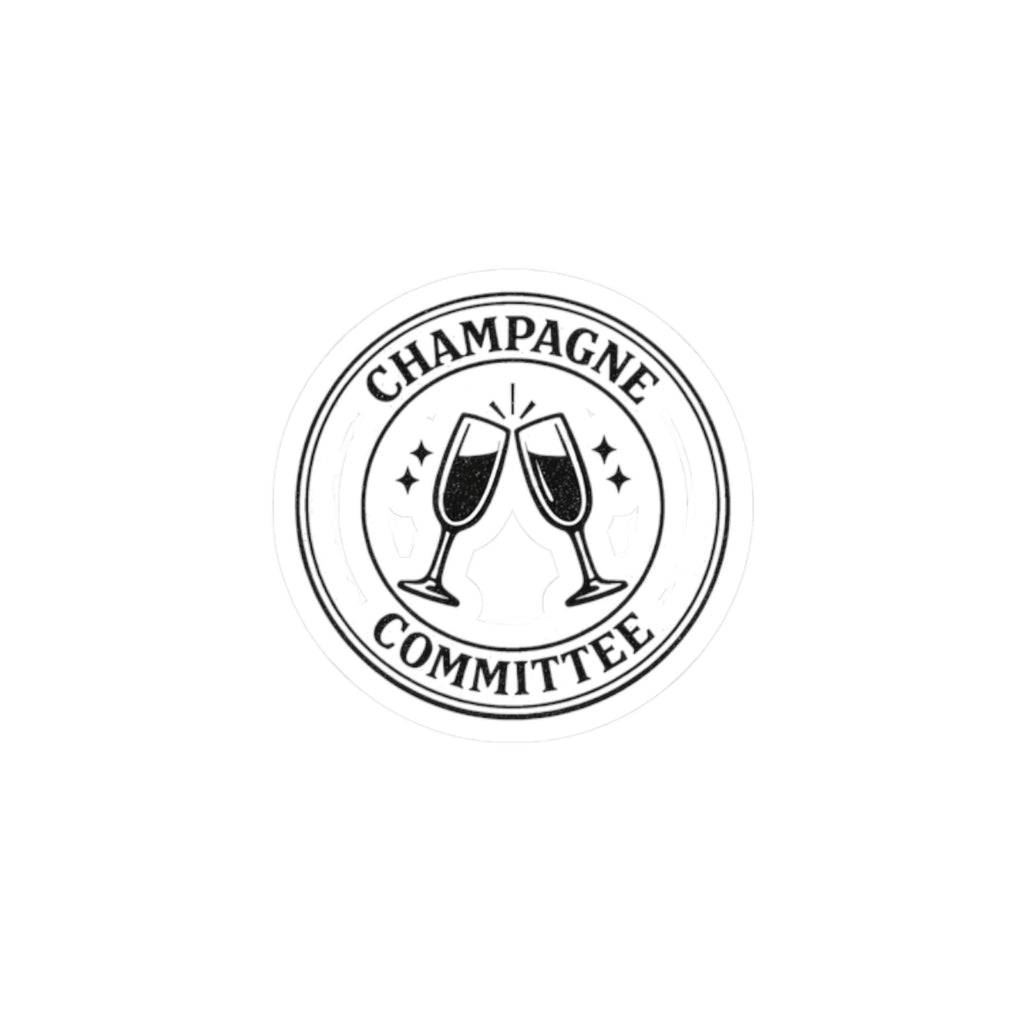 Champagne Committee Sticker | Engaged Bride Era, Slogan-Core Kiss-Cut