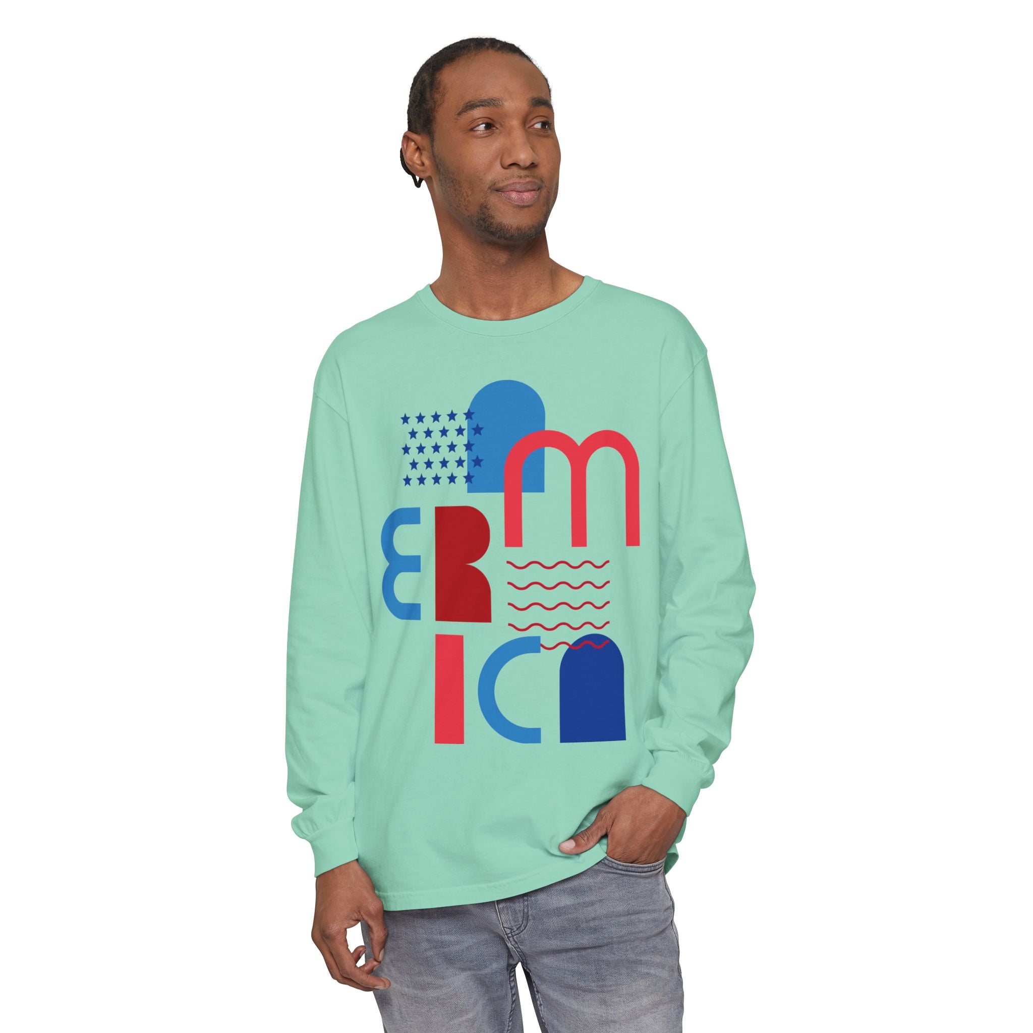 America Abstract Graphic Long Sleeve Tee