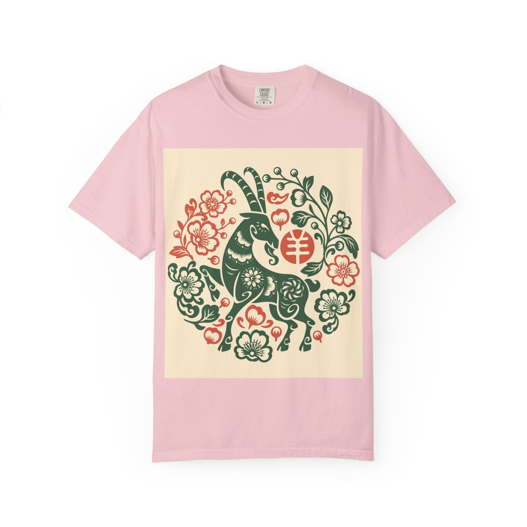 T-Shirt — Floral Zodiac Rabbit Print (Chinese Year of the Rabbit, Botanical Folk Art)