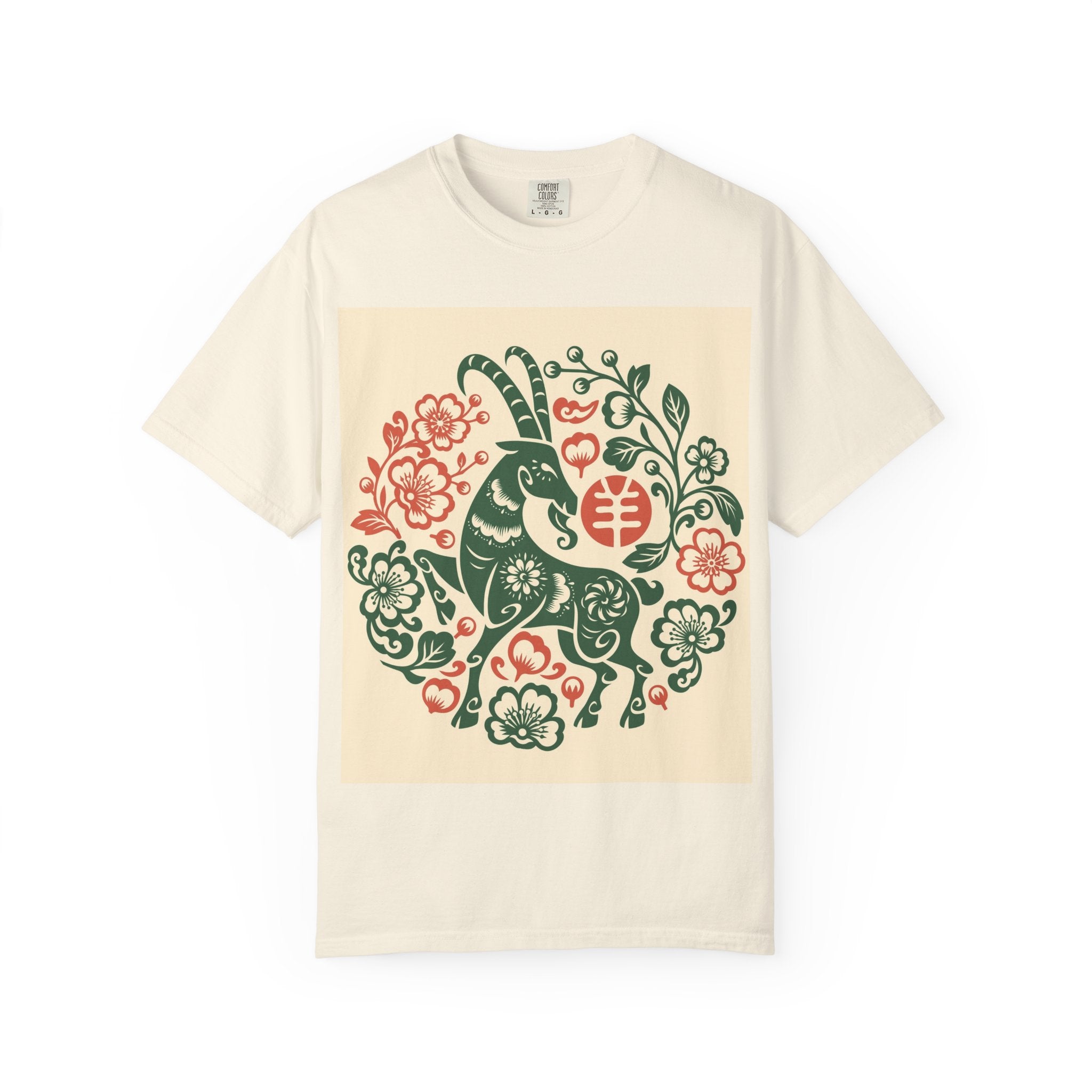 T-Shirt — Floral Zodiac Rabbit Print (Chinese Year of the Rabbit, Botanical Folk Art)