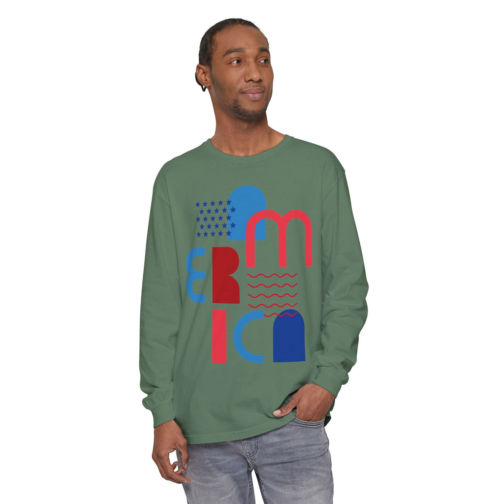 America Abstract Graphic Long Sleeve Tee