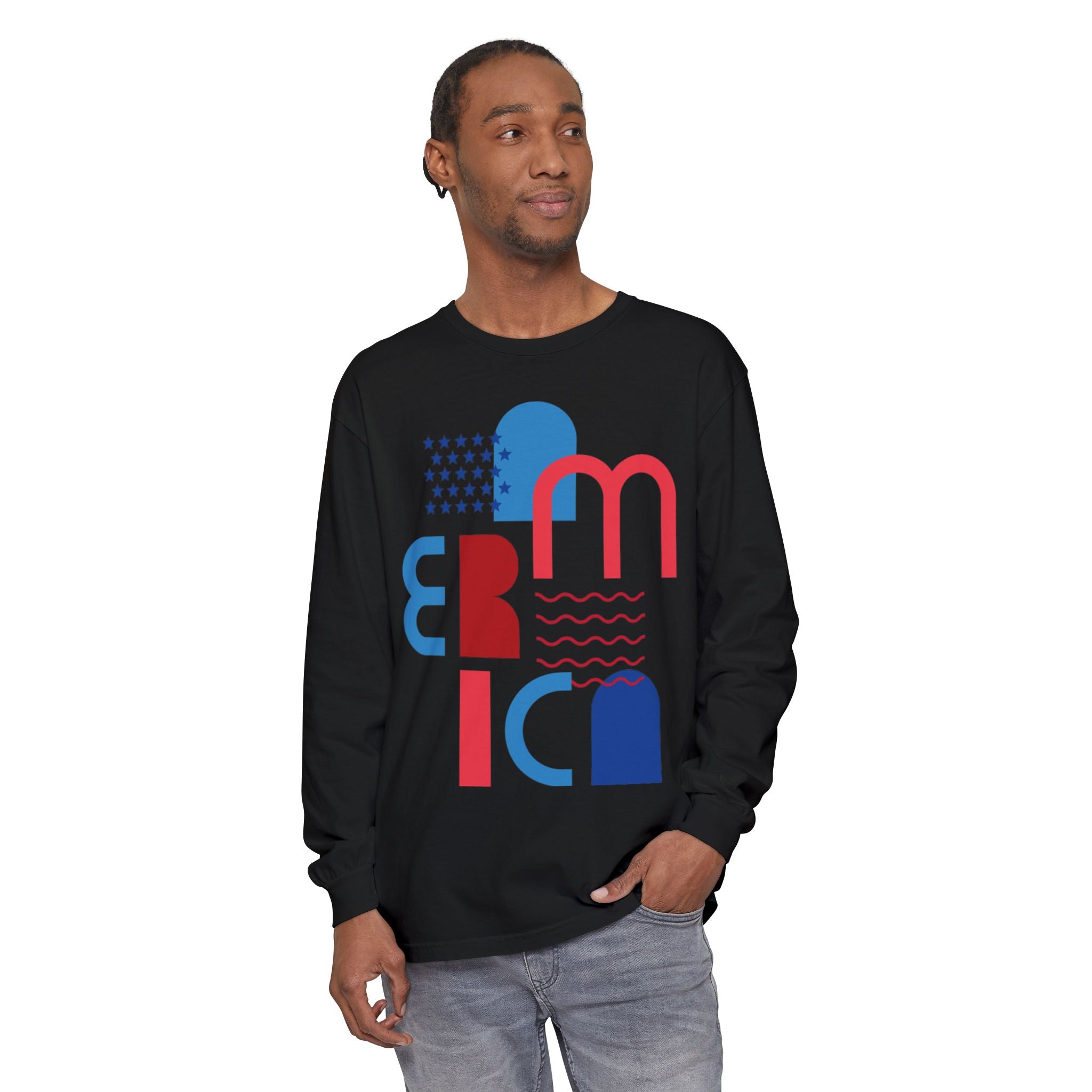 America Abstract Graphic Long Sleeve Tee