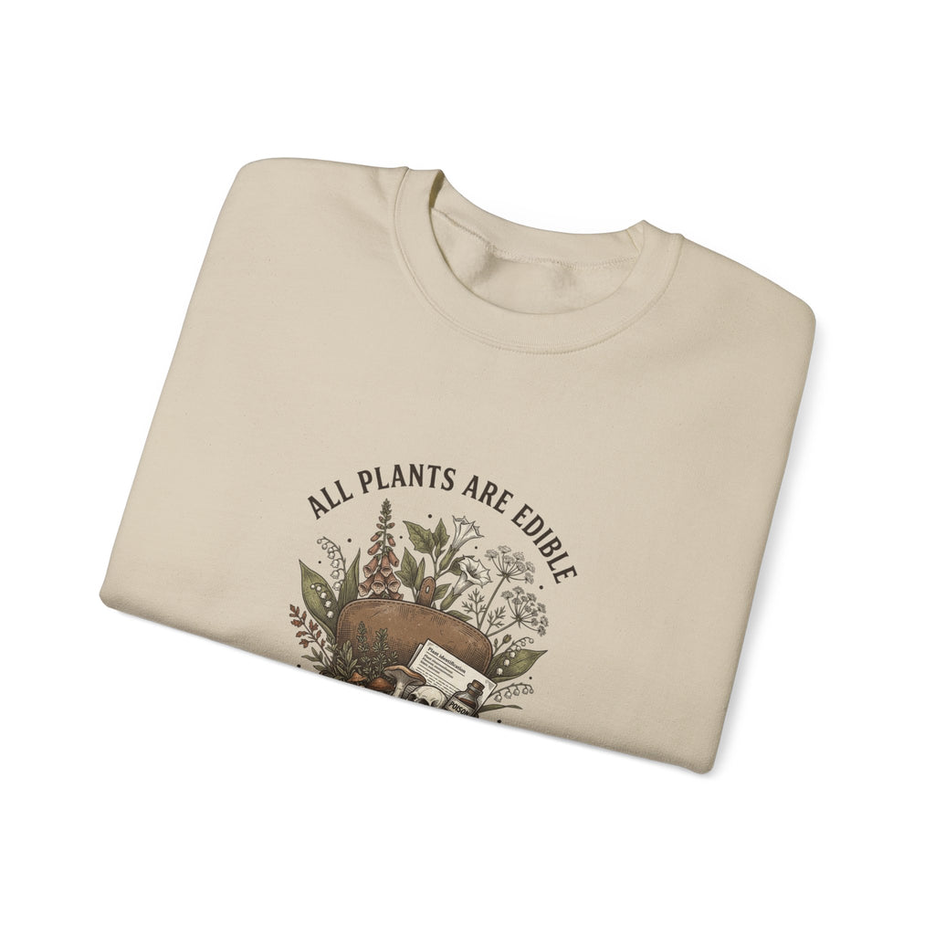 All Plants Are Edible Sweatshirt | Vintage Botanical, Dark Nature Humor
