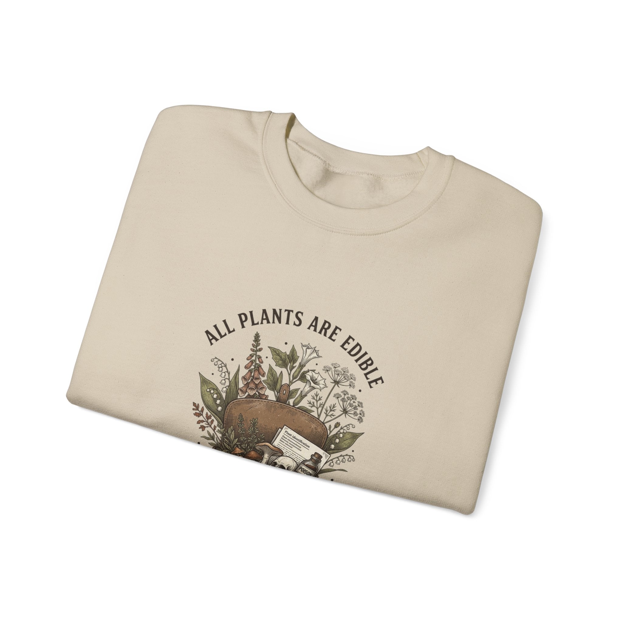 All Plants Are Edible Sweatshirt | Vintage Botanical, Dark Nature Humor
