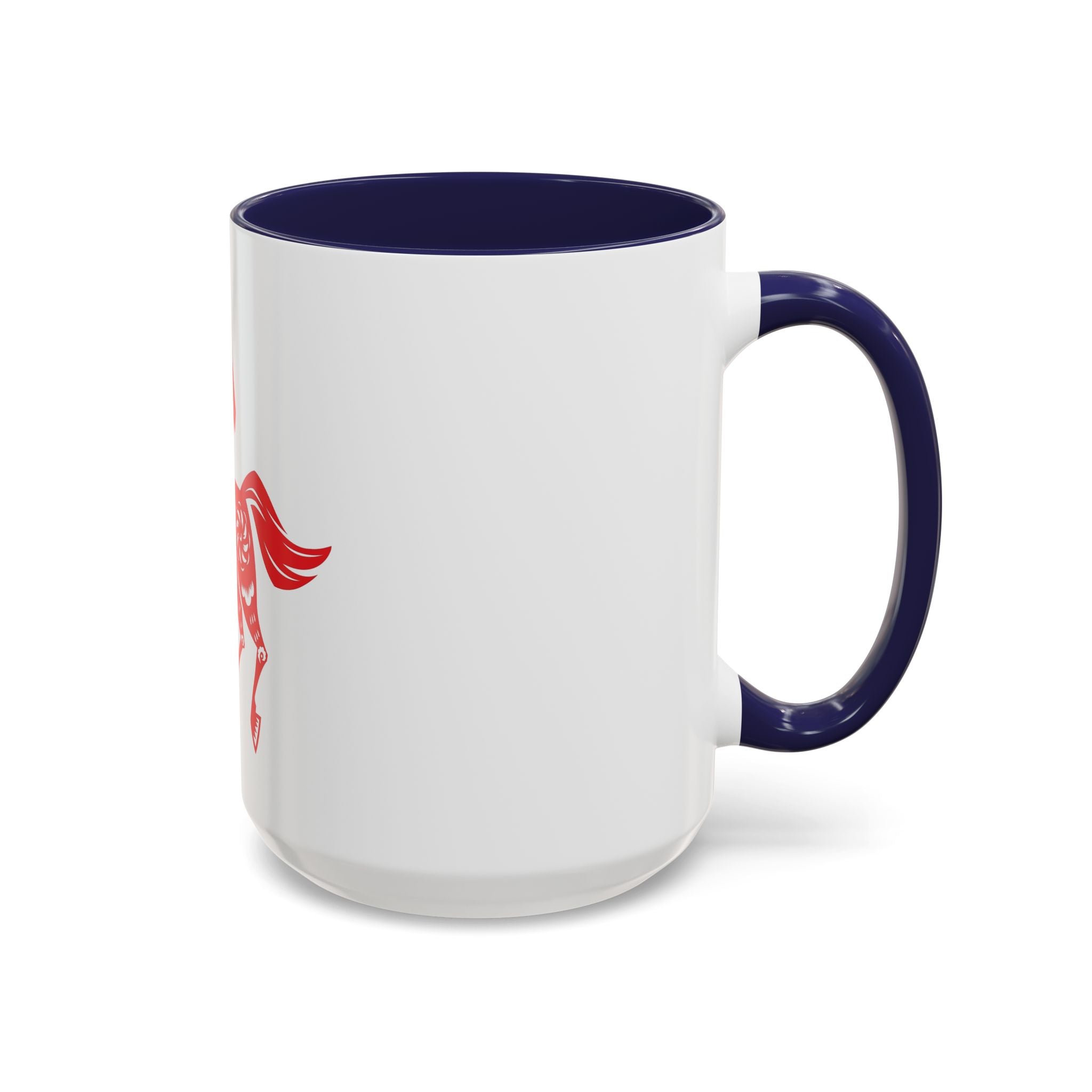 Chinese Paper-Cut Horse Accent Coffee Mug — Red Lunar New Year Design (11/15oz)