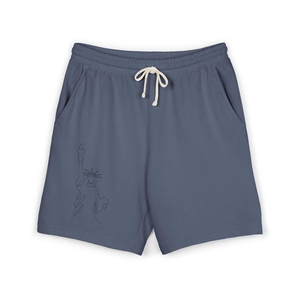 Lightweight Fleece Sweat Shorts — Minimal Statue of Liberty Line Art