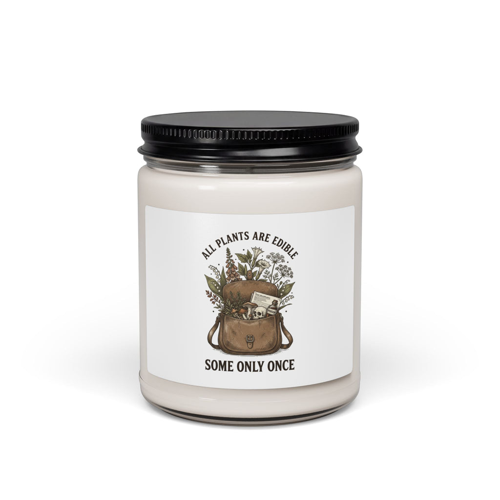All Plants Are Edible, Some Only Once Candle | Soy Botanical Illustration